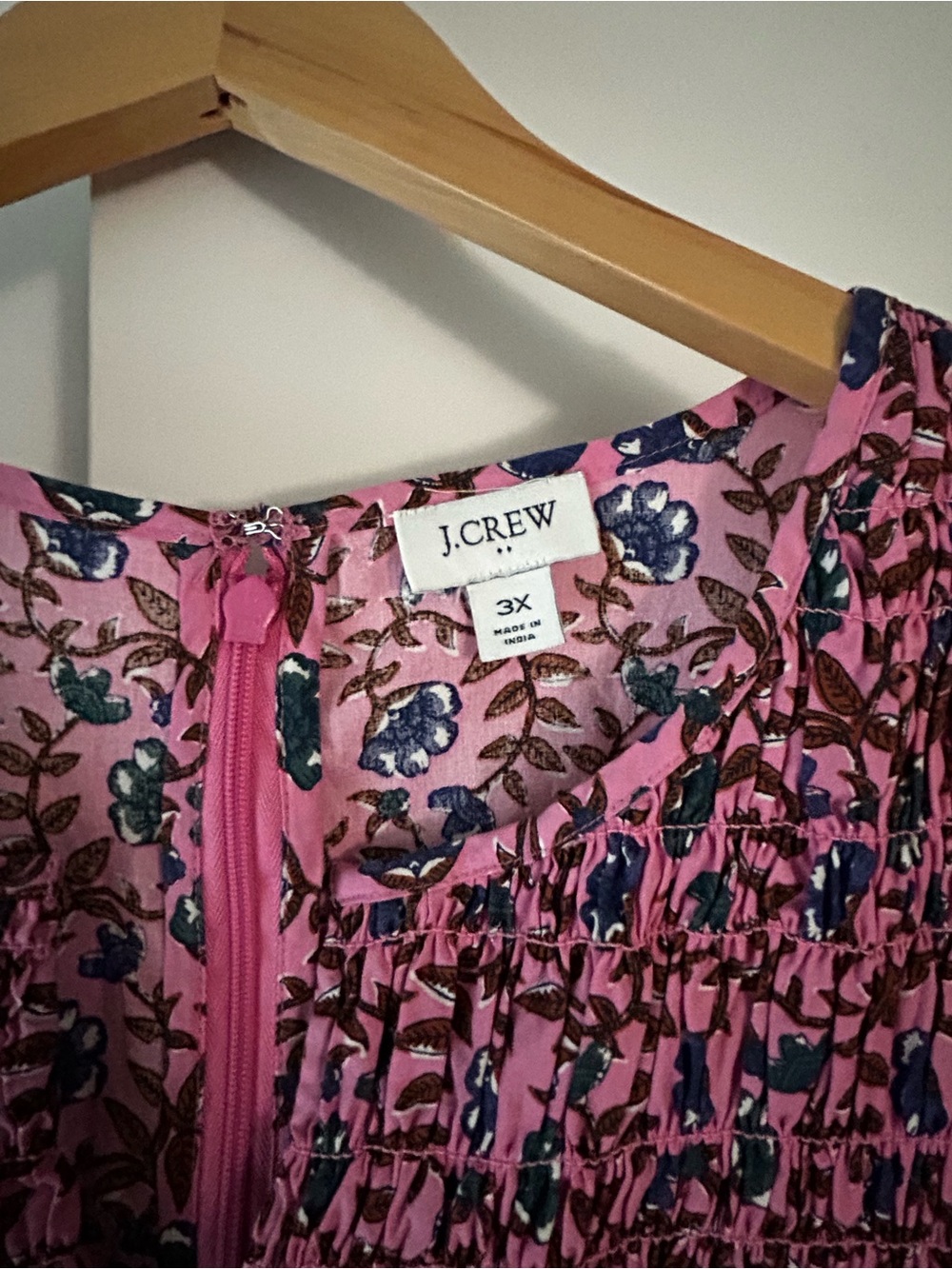 J Crew Smocked Floral Print Dress 3X - Picture 4 of 5